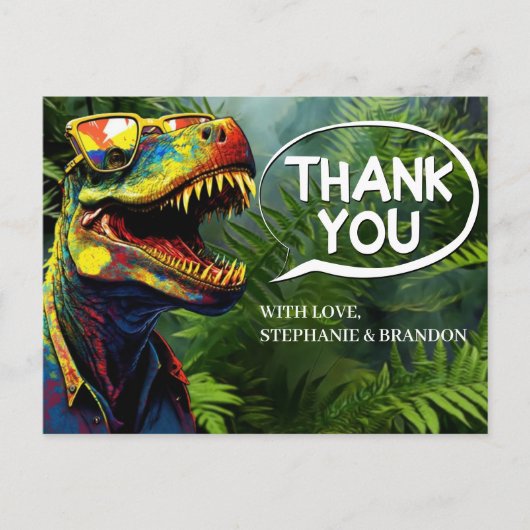 Vielen Dank Dinosaur Jurassic Kids Thema Postkarte (Vorderseite)