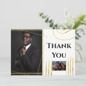 Vielen Dank DIY 2 Foto Gold moderne abstrakte Form Dankeskarte (Stehend Vorderseite)