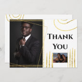 Vielen Dank DIY 2 Foto Gold moderne abstrakte Form Dankeskarte (Vorne/Hinten)