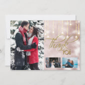 Vielen Dank, DIY 3 Foto Rose Gold-String-Lichter Dankeskarte (Vorderseite)