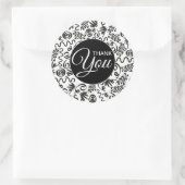 Vielen Dank Doodle Curls Schwarz-Weiß Runder Aufkleber (Tasche)