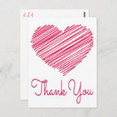 Vielen Dank Doodle Heart Red / Pink Postcard Postkarte (Vorne/Hinten)