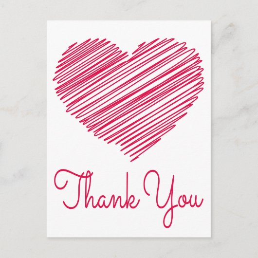 Vielen Dank Doodle Heart Red / Pink Postcard Postkarte (Vorderseite)