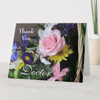 Vielen Dank Dr. Pink Rose Bouquet in Basket Dankeskarte