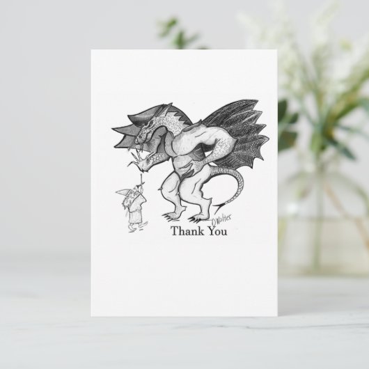Vielen Dank, Dragon and Wizard Card Dankeskarte (Stehend Vorderseite)