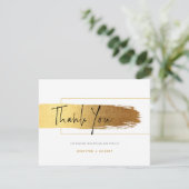 Vielen Dank Drehbuch Typografie Gold Pinselstrich Dankeskarte (Stehend Vorderseite)