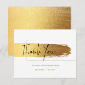 Vielen Dank Drehbuch Typografie Gold Pinselstrich Dankeskarte (Vorne/Hinten)