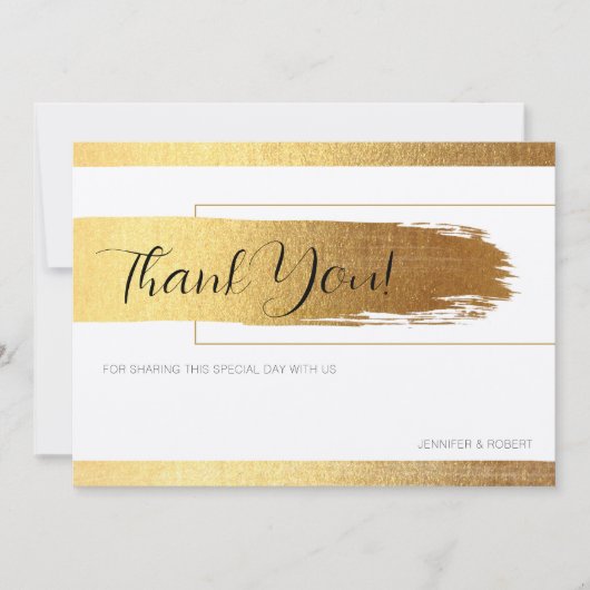 Vielen Dank Drehbuch Typografie Gold Rand Dankeskarte (Vorderseite)