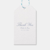 Vielen Dank Dusty Blue Elegant Script Wedding Geschenkanhänger (Vorderseite)
