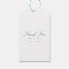 Vielen Dank Dusty Blue Elegant Script Wedding Geschenkanhänger
