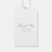 Vielen Dank Dusty Blue Elegant Script Wedding Geschenkanhänger (Rückseite)