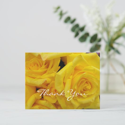 Vielen Dank, ehrenamtlich gelbe Rose-Blume Postkarte (Stehend Vorderseite)