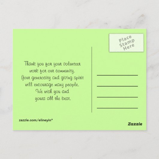 Vielen Dank, ehrenamtlich hübsche gelbe Blumen Postkarte (Rückseite)