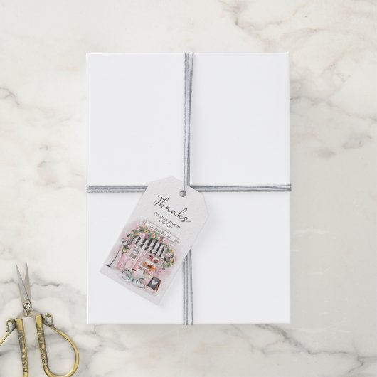 Vielen Dank Eiffel Paris Parisian Baby Dusche Geschenkanhänger (Mit Garn)