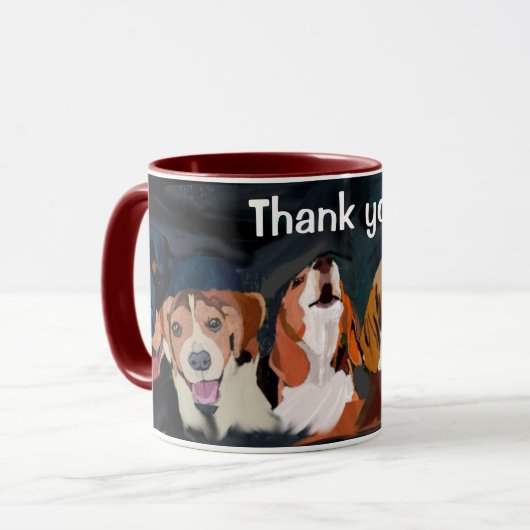 Vielen Dank - eine Hunde-Ansammlung Tasse (Vorderseite Links)
