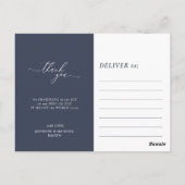 Vielen Dank, einfache minimalistische Marine Postkarte (Rückseite)