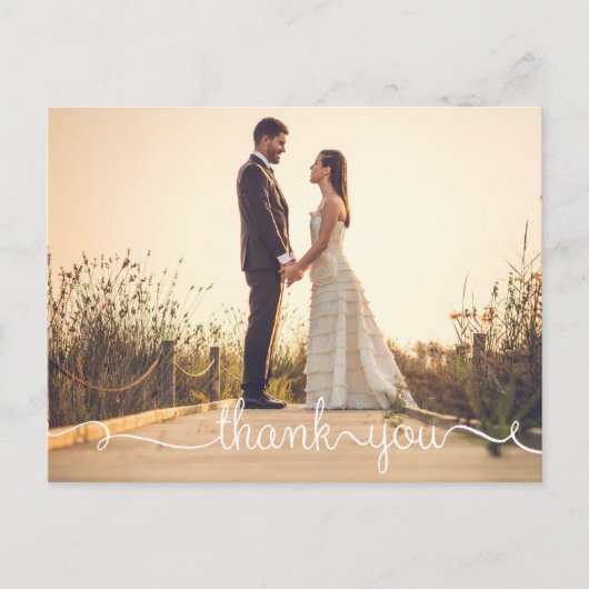 Vielen Dank, einfache Script Wedding Postcard Postkarte (Vorderseite)