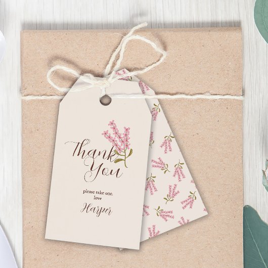 Vielen Dank Einfache Wildblume Hübsch Pink Botanic Geschenkanhänger