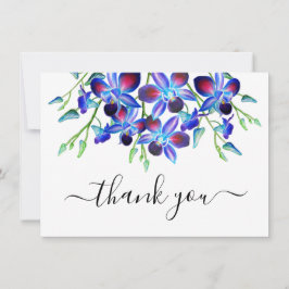 Vielen Dank EleganBlue Orchids Floral Watercolor Dankeskarte