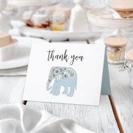 Vielen Dank Elegant Blue Paisley Elephant Card Dankeskarte