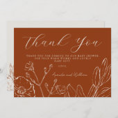 Vielen Dank Elegant Burnt Orange Botanical Blätter Dankeskarte (Vorne/Hinten)