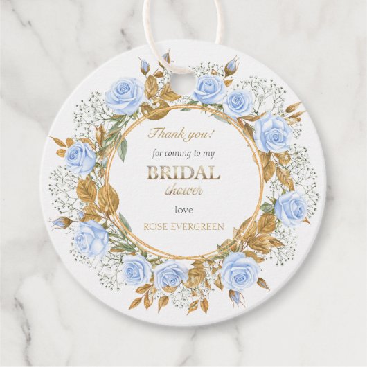 Vielen Dank Elegant Dusty Blue Rose Baby's Breathe Geschenkanhänger (Vorderseite)