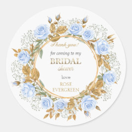 Vielen Dank Elegant Dusty Blue Rose Baby's Breathe Runder Aufkleber