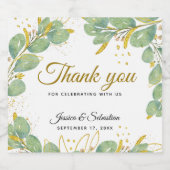 Vielen Dank Elegant Eucalyptus Wedding Schaumweinetikett (Einzelnes Label)