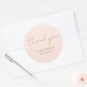 Vielen Dank Elegant Handwriting Blush Pink Runder Aufkleber (Umschlag)