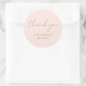 Vielen Dank Elegant Handwriting Blush Pink Runder Aufkleber (Tasche)