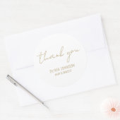 Vielen Dank Elegant Handwriting Gold White Runder Aufkleber (Umschlag)