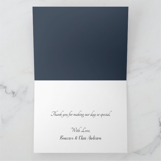 Vielen Dank Elegant Hearts Silver Handwriting Scri Dankeskarte (Innenseite)