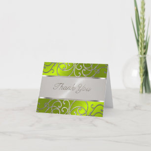Vielen Dank Elegant Lime Green Silver Filigree Dankeskarte