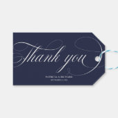 Vielen Dank - Elegant Navy Blue Gastgeschenk Hochz Geschenkanhänger (Vorderseite (Horizontal))