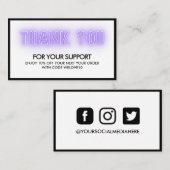 Vielen Dank Elegant Neon Trendy Instagram Discount Visitenkarte (Vorne/Hinten)