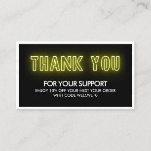 Vielen Dank Elegant Neon Trendy Instagram Discount Visitenkarte