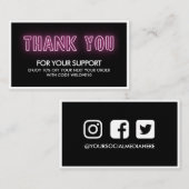 Vielen Dank Elegant Neon Trendy Instagram Discount Visitenkarte (Vorne/Hinten)