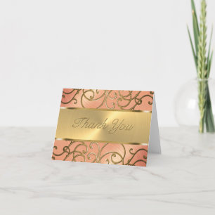 Vielen Dank Elegant Peach und Gold Filigree Dankeskarte