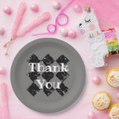 Vielen Dank Elegant Schwarz-weiß Diamond Pattern Pappteller (Party)