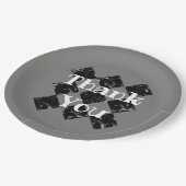 Vielen Dank Elegant Schwarz-weiß Diamond Pattern Pappteller (Schrägansicht)