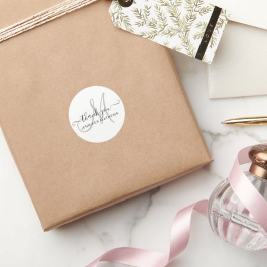 Vielen Dank Elegant Typografy Chic Schwarz-weiß Runder Aufkleber