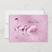 Vielen Dank Elegant Wedding Pink Swans Einladung (Vorderseite)