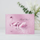 Vielen Dank Elegant Wedding Pink Swans Einladung (Stehend Vorderseite)
