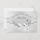 Vielen Dank Elegant Wedding Silver White Swans Her Einladung (Vorderseite)
