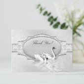 Vielen Dank Elegant Wedding Silver White Swans Her Einladung (Stehend Vorderseite)