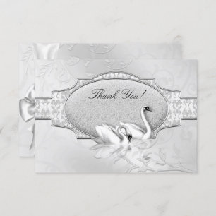 Vielen Dank Elegant Wedding Silver White Swans Her Einladung
