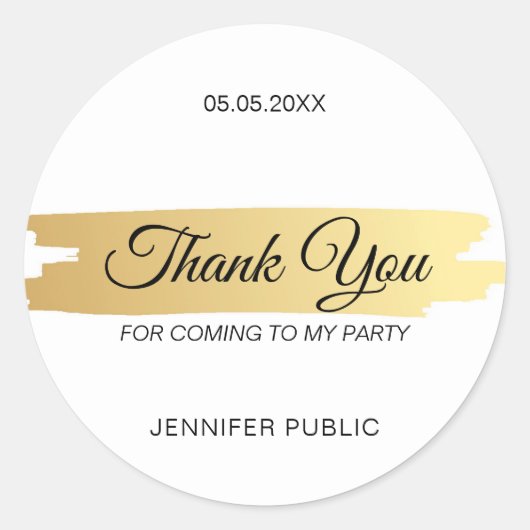 Vielen Dank! Elegante Hand Script Gold Template Runder Aufkleber (Vorderseite)