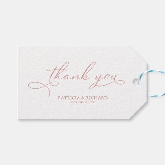 Vielen Dank - Elegante Rose Gold Gastgeschenk Hoch Geschenkanhänger (Vorderseite (Horizontal))