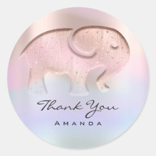 Vielen Dank Elephant Baby Dusche Ombre Pink Blue Runder Aufkleber
