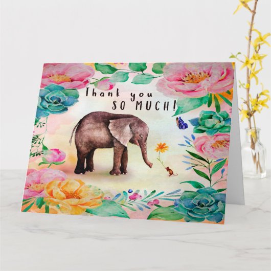 Vielen Dank, Elephant & Mouse Karte (Gelbe Blume)